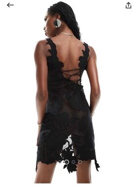 ASOS Black Floral Appliqué Mini Dress